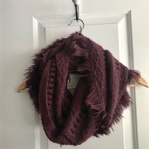 Roots cozy cable knit burgundy infinity scarf